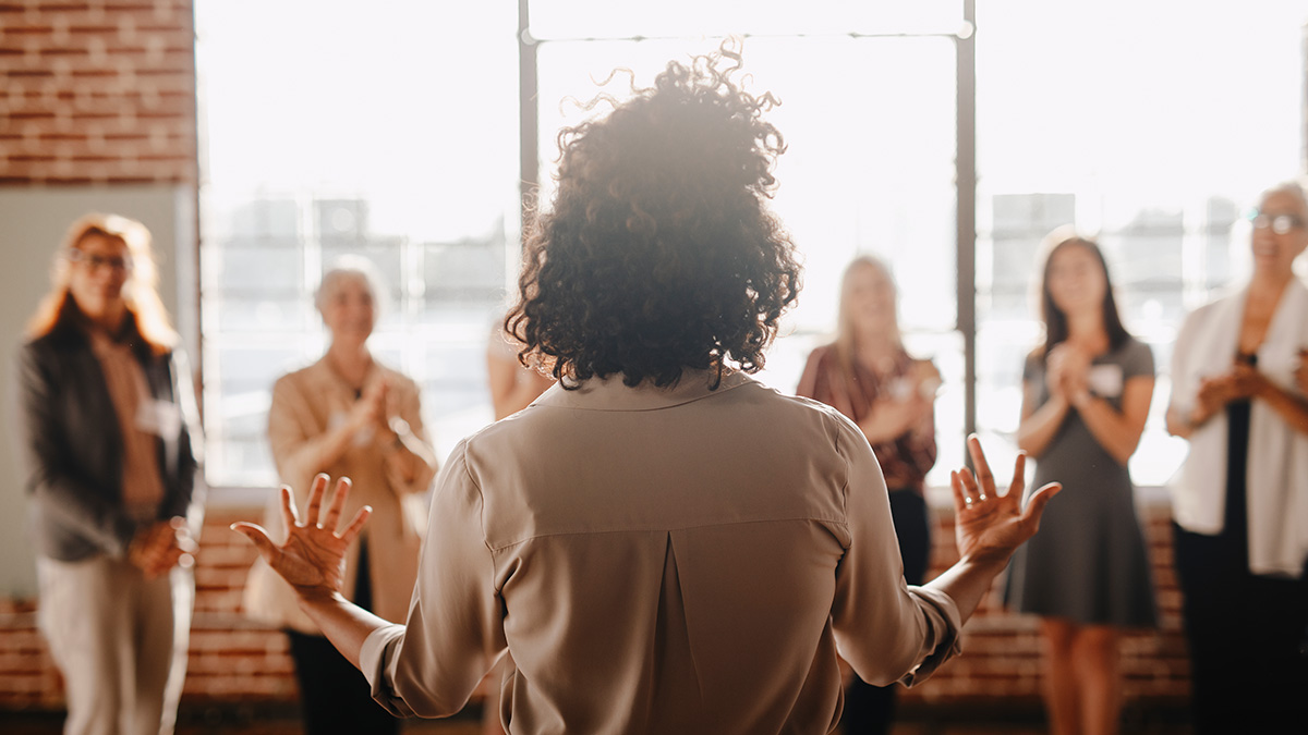 Group of business people attending training