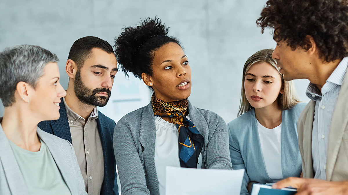 Group of business people mixed race and mixed gender