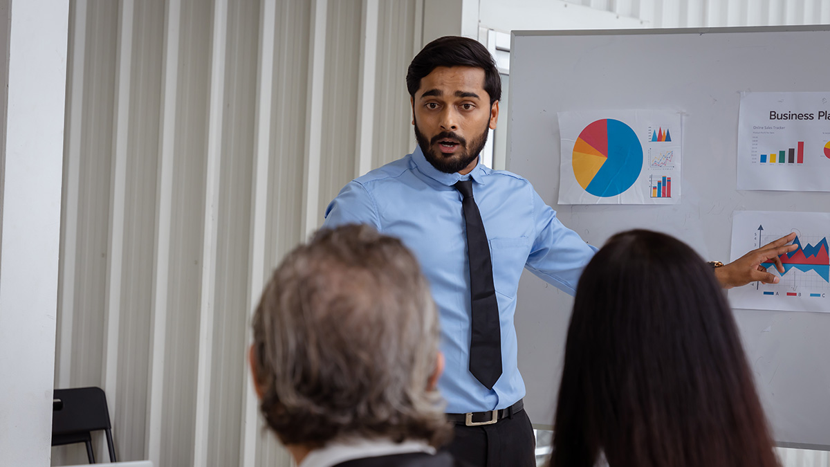 Businessman giving a presentation