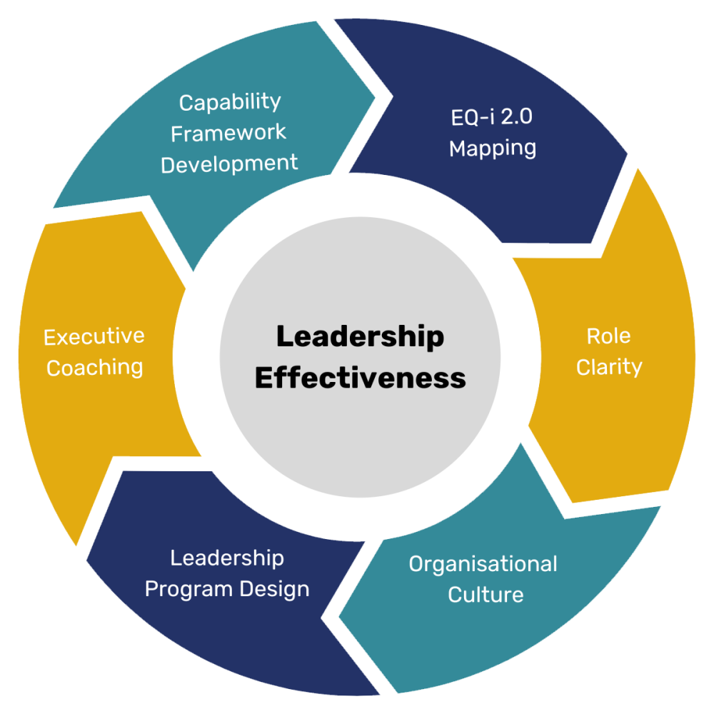 Graphic of the leadership effectiveness with six sections