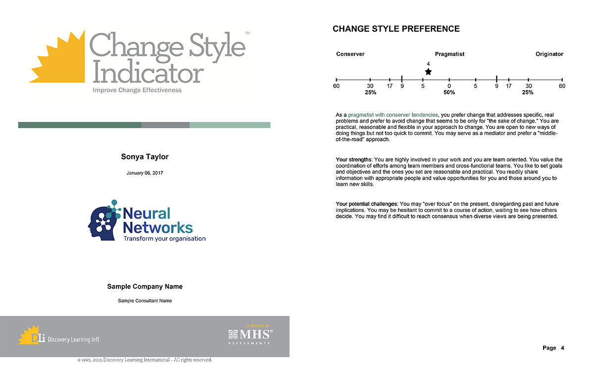 Pages from the Change Style Indicator sample report